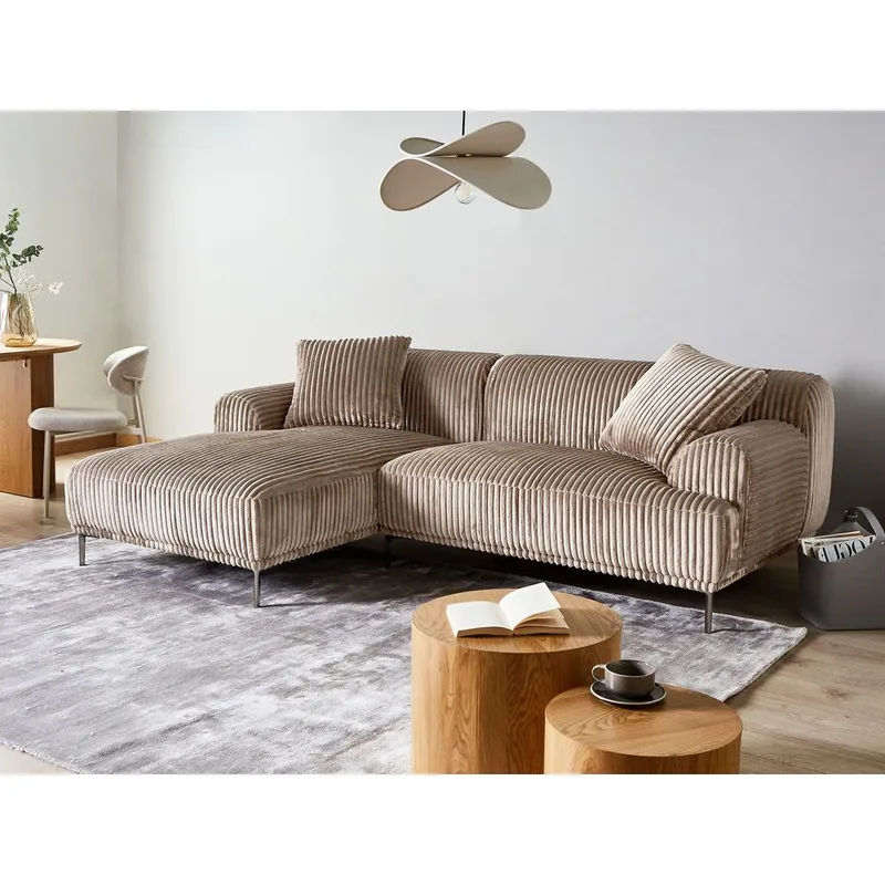 Kulmasohva Stenum - Vaaleanruskea, messinki/Oikeakätinen - Huonekalut - Sohva - Kulmasohva