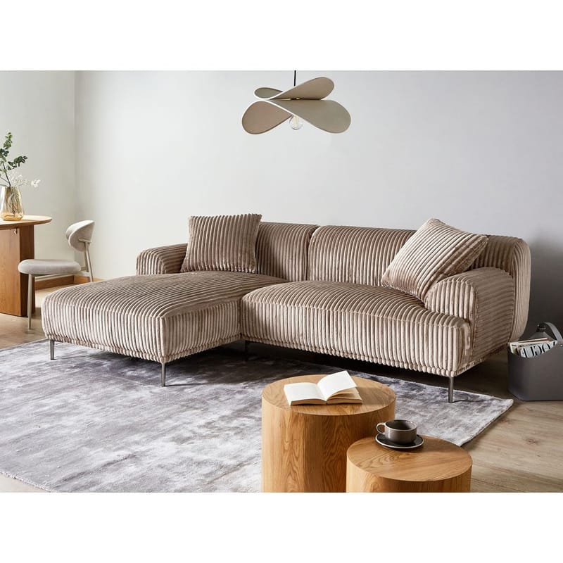 Kulmasohva Stenum - Vaaleanruskea, messinki/Oikeakätinen - Huonekalut - Sohva - Kulmasohva