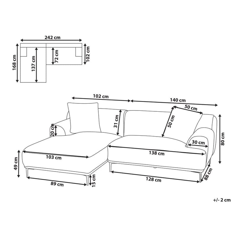 Kulmasohva Stenum - Vaaleanruskea, messinki/Oikeakätinen - Huonekalut - Sohva - Kulmasohva