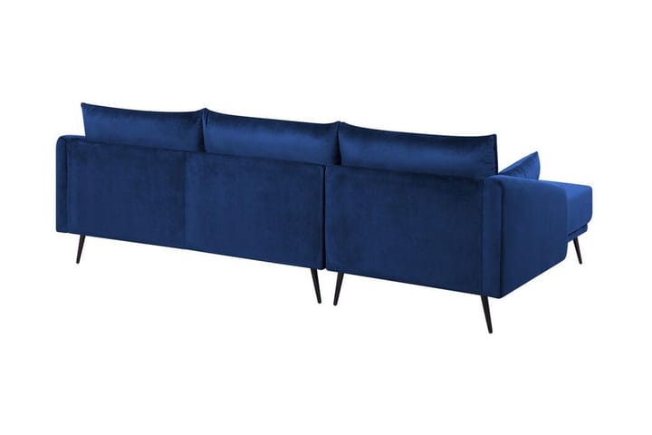 Kulmasohva Zaney Oikea LED-valaistuksella Sametti - Sininen - 3 istuttava sohva divaanilla - Divaanisohva - Samettisohva