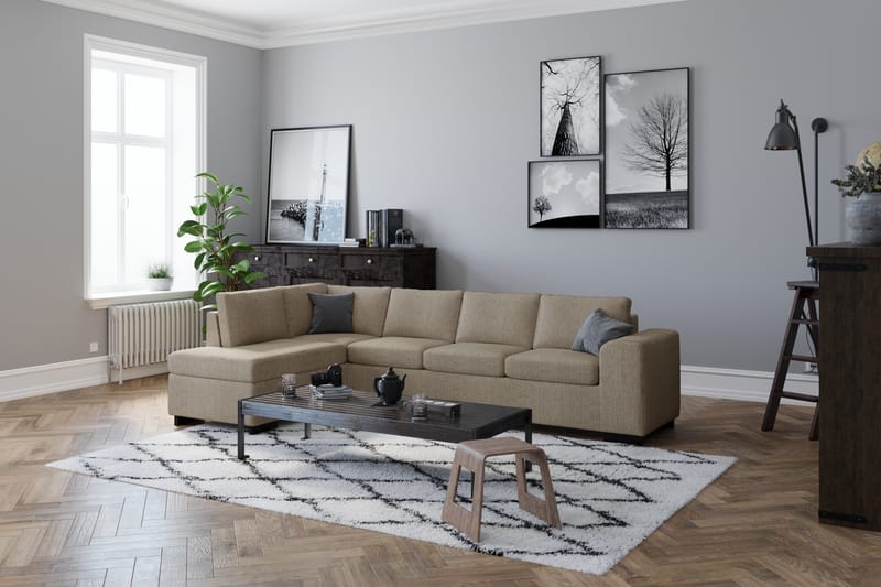 Link 4-istuttava Oikeakätinen L-muotoinen Large Divaanisohva Kankaasta - Beige - Huonekalut - Sohva - Divaanisohva