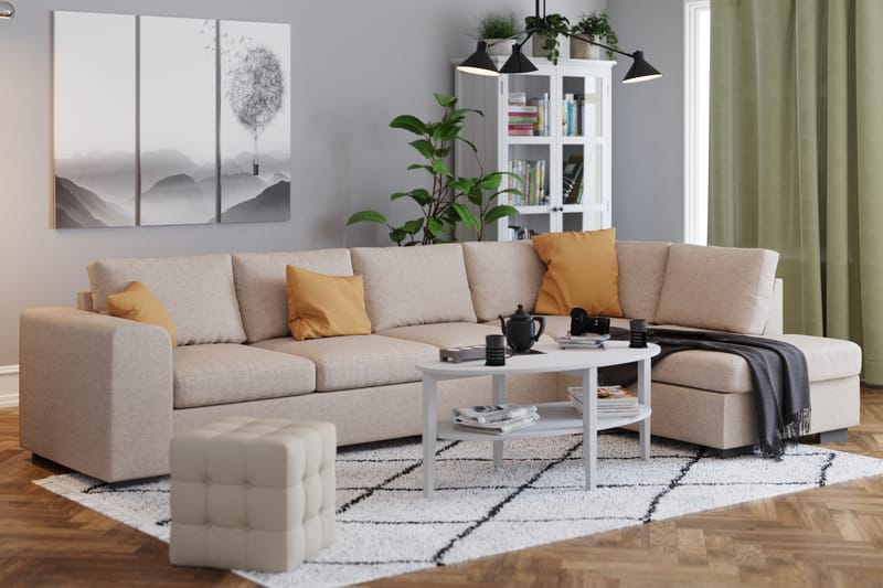 Link 4-istuttava Oikeakätinen L-muotoinen Large Divaanisohva Kankaasta - Beige - Huonekalut - Sohva - Divaanisohva