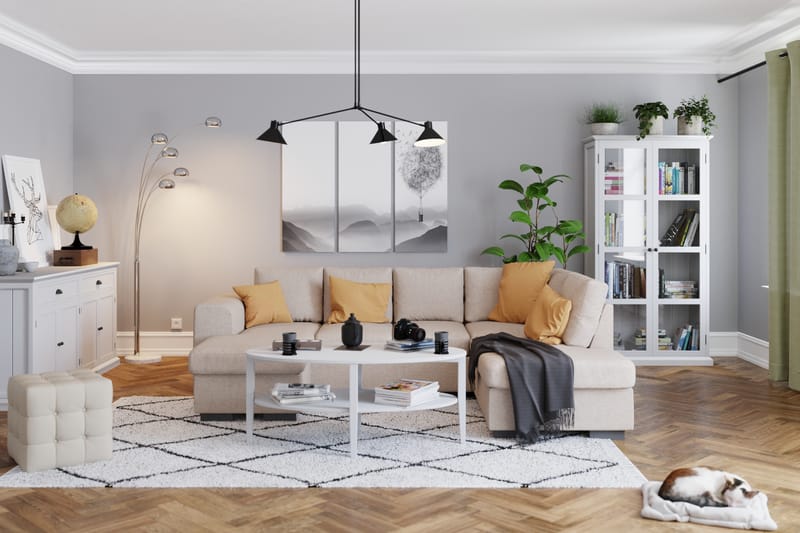 Link 4-istuttava Oikeakätinen U-muotoinen Large Sohva Divaanilla ja Divaaniosalla Kankaasta - Beige - Huonekalut - Sohva - Divaanisohva
