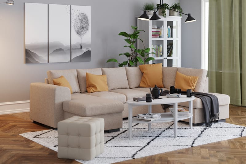 Link 4-istuttava Oikeakätinen U-muotoinen Large Sohva Divaanilla ja Divaaniosalla Kankaasta - Beige - Huonekalut - Sohva - Divaanisohva