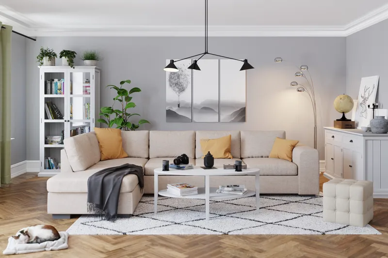 Link 4-istuttava Vasenkätinen L-muotoinen Divaanisohva Kankaasta - Beige - Huonekalut - Sohva - Divaanisohva