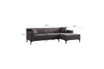 Malpani Sohva med Divan 3-sits - Antrasiitti - Huonekalut - Sohva - Divaanisohva - 3 istuttava sohva divaanilla