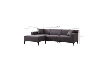 Malpani Sohva med Divan 3-sits - Antrasiitti - Huonekalut - Sohva - Divaanisohva - 3 istuttava sohva divaanilla
