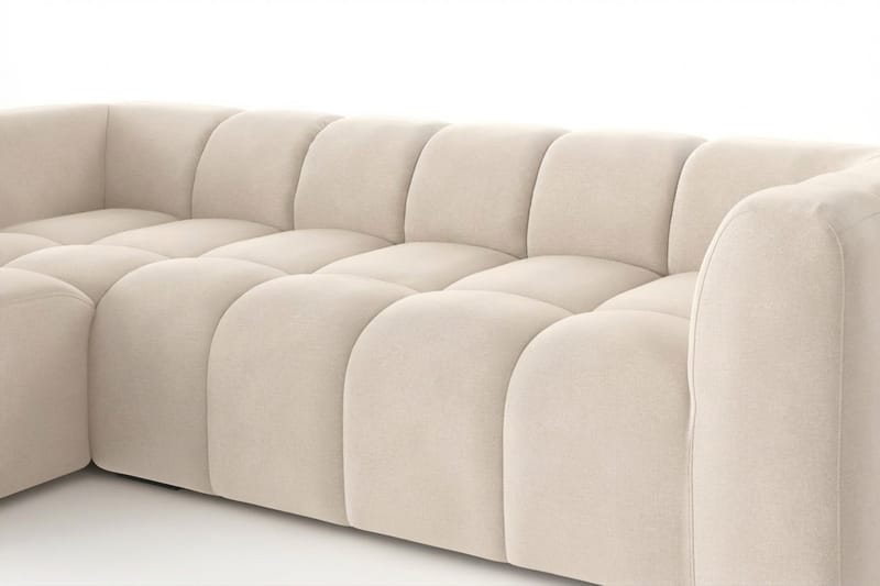 Marlow 3-paikkainen L-mallinen Bubblig Divaanisohva Vasen Divaanilla Kankaasta - Beige - Huonekalut - Sohva - Divaanisohva - 3 istuttava sohva divaanilla