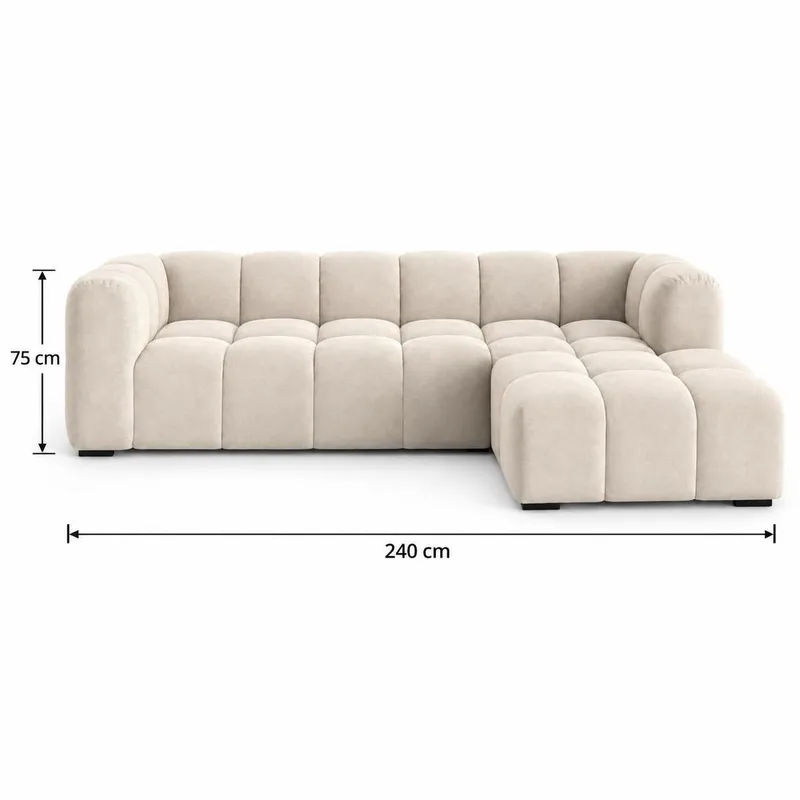 Marlow 3-paikkainen L-mallinen Bubblig Divaanisohva Oikea Lepolaiturilla Kankaasta - Beige - Huonekalut - Sohva - Divaanisohva - 3 istuttava sohva divaanilla