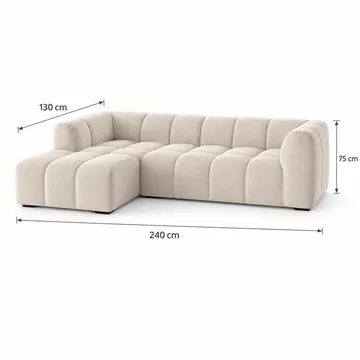 Marlow 3-paikkainen L-mallinen Bubblig Divaanisohva Vasen Divaanilla Kankaasta - Beige - Huonekalut - Sohva - Divaanisohva - 3 istuttava sohva divaanilla