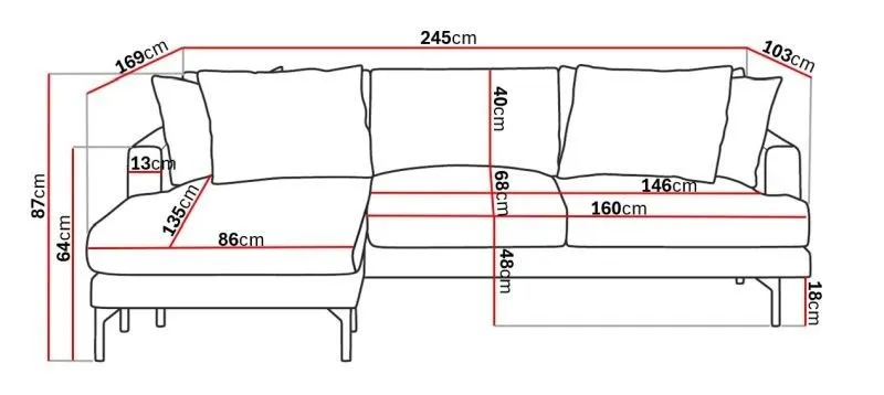 Menard 3-istuttava Vasenkätinen Syvä L-muotoinen Divaanisohva Manchesterista - Ruskea - Huonekalut - Sohva - Divaanisohva - 3 istuttava sohva divaanilla