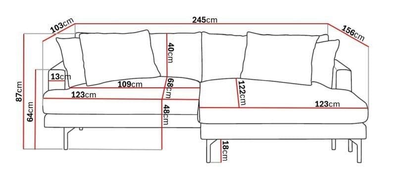 Menard 4-istuttava Oikeakätinen L-muotoinen Divaanisohva Kangasista - Ruskea - Huonekalut - Sohva - Divaanisohva