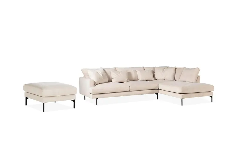 Menard 4-istuttava Oikeakätinen L-muotoinen Divaanisohva + Rahi Manchester-kankaalla, Beige