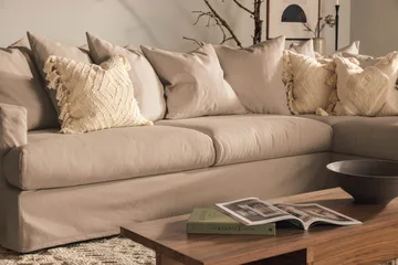 Menard 4-istuttava Oikeakätinen Syvä L-muotoinen Divaanisohva Kankaasta - Beige - Huonekalut - Sohva - Divaanisohva