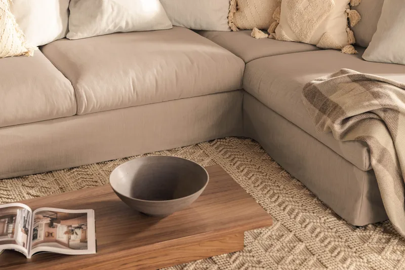 Menard 4-istuttava Oikeakätinen Syvä L-muotoinen Divaanisohva Kankaasta - Beige - Huonekalut - Sohva - Divaanisohva