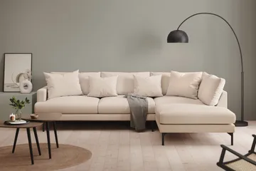 Menard 4-istuttava Oikeakätinen Syvä L-muotoinen Divaanisohva Kankaasta - Beige - Huonekalut - Sohva - Divaanisohva