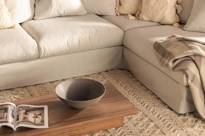 Menard 4-istuttava Oikeakätinen Syvä L-muotoinen Divaanisohva Kankaasta - Vaaleanharmaa - Huonekalut - Sohva - Divaanisohva