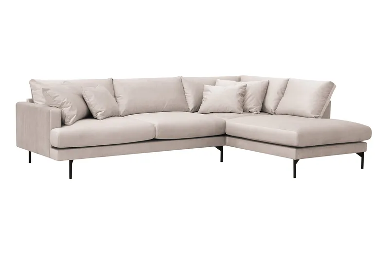 Menard 4-istuttava Oikeakätinen Syvä L-muotoinen Divaanisohva Sametti - Beige - Huonekalut - Sohva - Divaanisohva