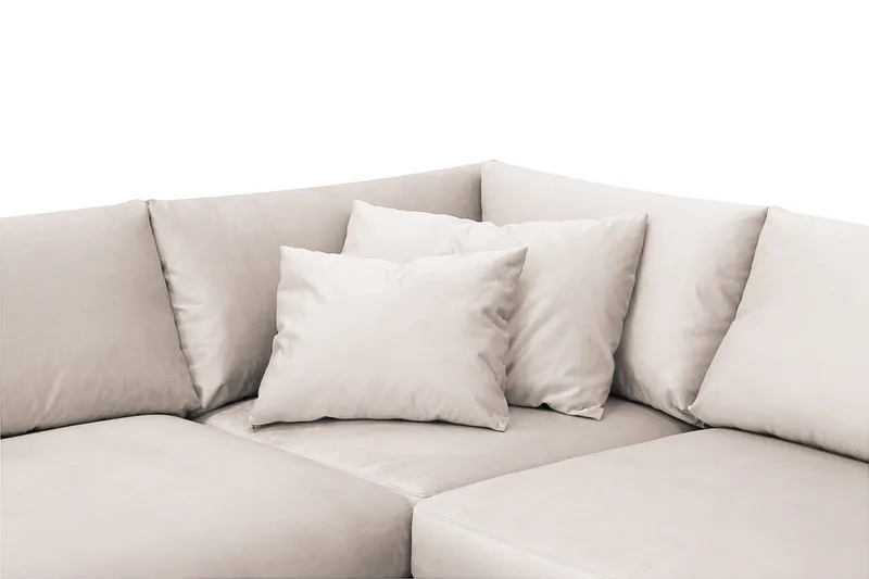 Menard 4-istuttava Oikeakätinen Syvä L-muotoinen Divaanisohva Sametti - Beige - Huonekalut - Sohva - Divaanisohva