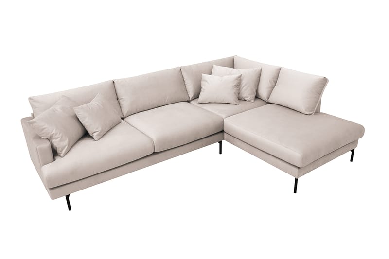Menard 4-istuttava Oikeakätinen Syvä L-muotoinen Divaanisohva Sametti - Beige - Huonekalut - Sohva - Divaanisohva