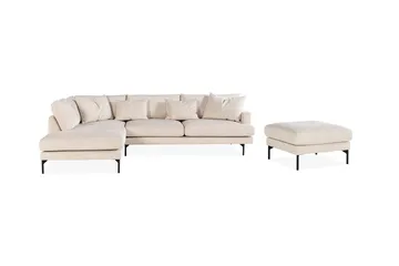 Menard 4-istuttava Vasenkätinen L-muotoinen Divaanisohva + Rahi Manchester-kankaalla - Beige - Huonekalut - Sohva - Divaanisohva - 3 istuttava sohva divaanilla