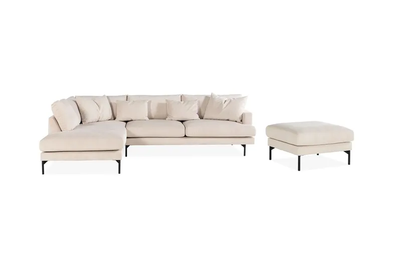 Menard 4-istuttava Vasenkätinen L-muotoinen Divaanisohva + Rahi Manchester-kankaalla, Beige