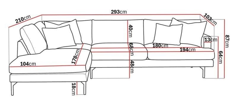 Menard 4-istuttava Vasenkätinen Syvä L-muotoinen Divaanisohva Kangasista - Beige - Huonekalut - Sohva - Divaanisohva