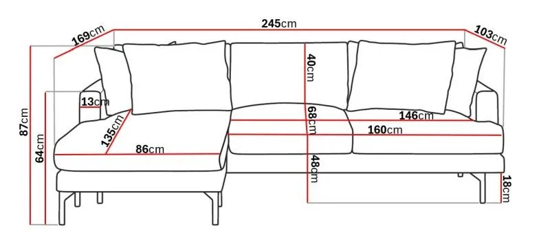 Menard 4-istuttava Vasenkätinen Syvä L-muotoinen Divaanisohva Kangasista - Ruskea - Huonekalut - Sohva - Divaanisohva - 3 istuttava sohva divaanilla