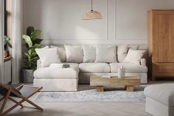 Menard 4-istuttava Vasenkätinen Syvä L-muotoinen Divaanisohva Kankaasta - Beige - Huonekalut - Sohva - Divaanisohva