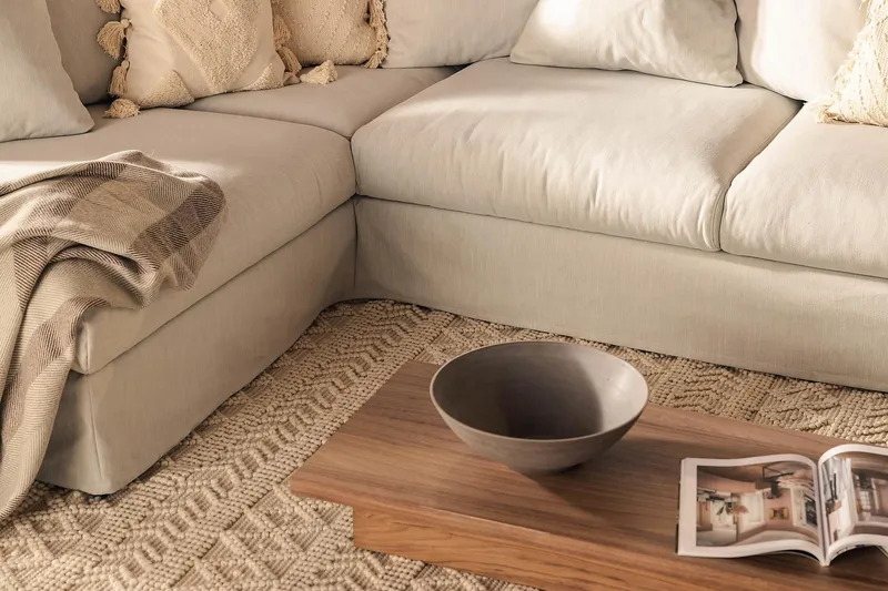 Menard 4-istuttava Vasenkätinen Syvä L-muotoinen Divaanisohva Kankaasta - Vaaleanharmaa - Huonekalut - Sohva - Divaanisohva