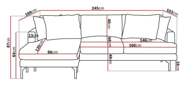 Menard 4-istuttava Vasenkätinen Syvä L-muotoinen Divaanisohva Manchesterista - Greige - Huonekalut - Sohva - Divaanisohva