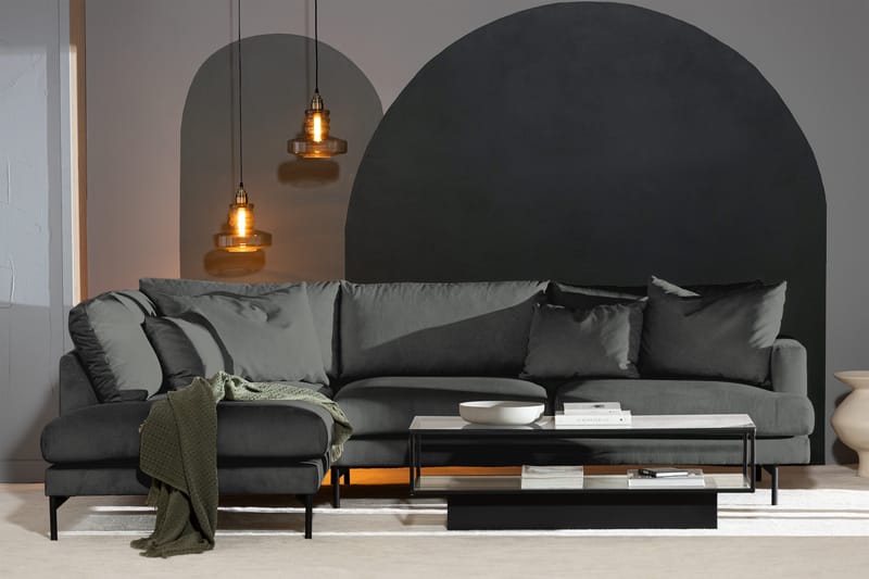 Menard 4-istuttava Vasenkätinen Syvä L-muotoinen Divaanisohva Manchesterista - Harmaa - Huonekalut - Sohva - Divaanisohva