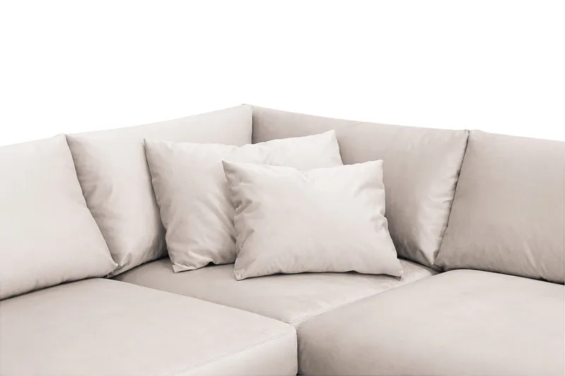 Menard 4-istuttava Vasenkätinen Syvä L-muotoinen Divaanisohva Sametti - Beige - Huonekalut - Sohva - Divaanisohva