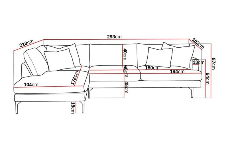 Menard 4-istuttava Vasenkätinen Syvä L-muotoinen Divaanisohva Sametti - Beige - Huonekalut - Sohva - Divaanisohva