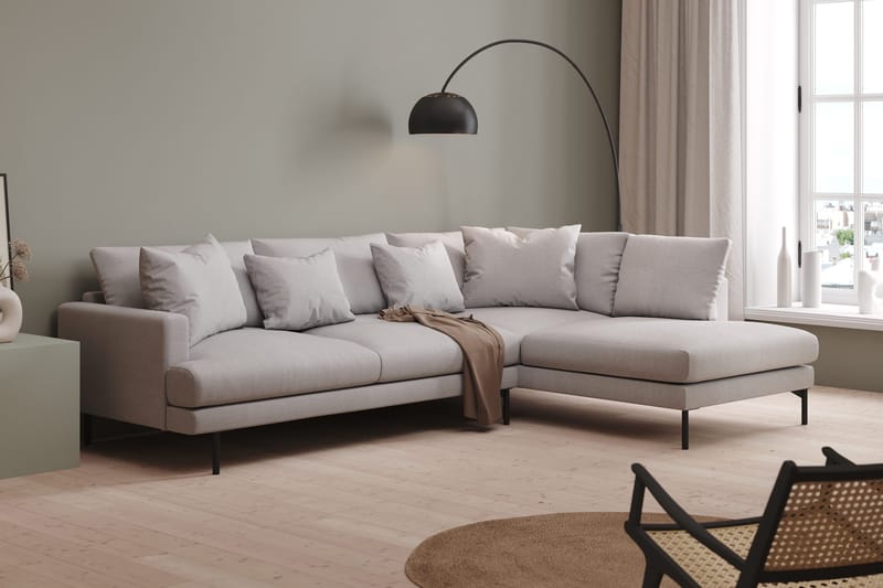 Menard 4-sits Soffa med Schäslong Höger - Vaaleanharmaa - Huonekalut - Sohva - Divaanisohva - 4 istuttava sohva divaanilla
