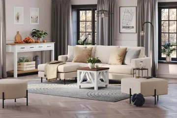 Menard Compact 3-istuttava Vasenkätinen L-muotoinen Divaanisohva Kankaasta - Beige - Huonekalut - Sohva - Divaanisohva - 3 istuttava sohva divaanilla