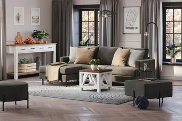 Menard Compact 3-istuttava Vasenkätinen L-muotoinen Divaanisohva Manchesterista - Tummanharmaa - Huonekalut - Sohva - Divaanisohva - 3 istuttava sohva divaanilla