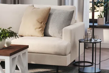 Menard Compact 4-istuttava Vasenkätinen L-muotoinen Divaanisohva Kankaasta - Beige - Huonekalut - Sohva - Divaanisohva - 4 istuttava sohva divaanilla