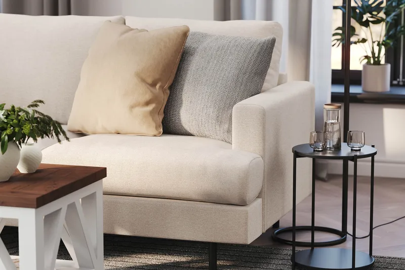 Menard Compact 4-istuttava Vasenkätinen L-muotoinen Divaanisohva Kankaasta - Beige - Huonekalut - Sohva - Divaanisohva - 4 istuttava sohva divaanilla