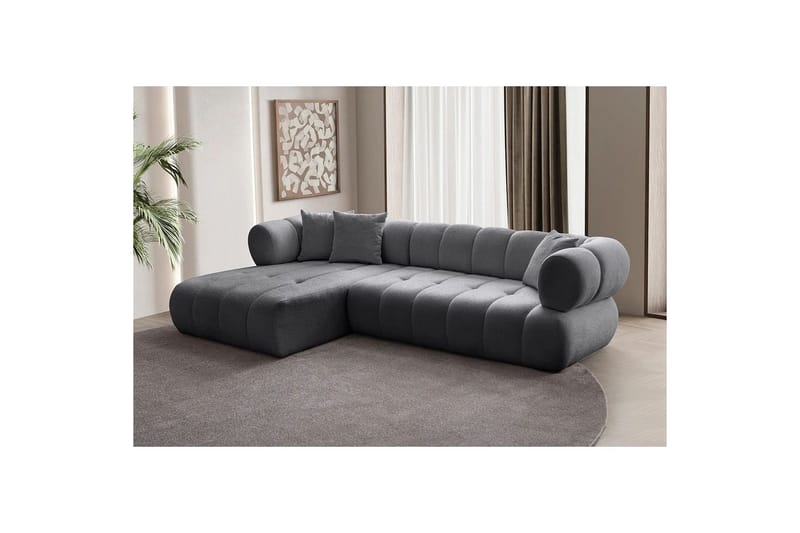 Mississauga Sohva divaanilla 3-istuttava - Tummanharmaa - Huonekalut - Sohva - Divaanisohva - 3 istuttava sohva divaanilla