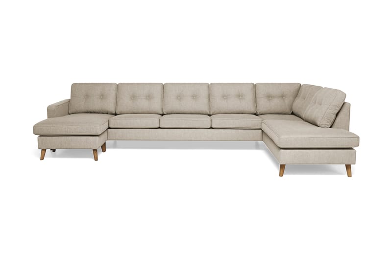 Monroe 6-istuttava Oikeakätinen U-muotoinen Large Sohva Divaanilla ja Divaaniosalla Kankaasta - Beige - Huonekalut - Sohva - Divaanisohva