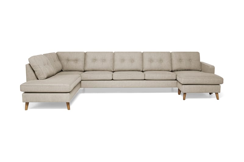 Monroe 6-istuttava Vasenkätinen U-muotoinen Large Sohva Divaanilla ja Divaaniosalla Kankaasta - Beige - Huonekalut - Sohva - Divaanisohva