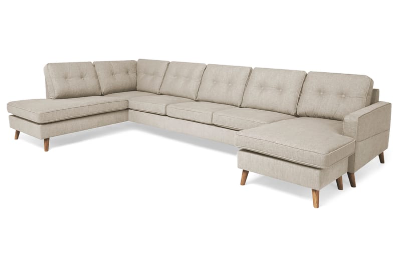 Monroe 6-istuttava Vasenkätinen U-muotoinen Large Sohva Divaanilla ja Divaaniosalla Kankaasta - Beige - Huonekalut - Sohva - Divaanisohva