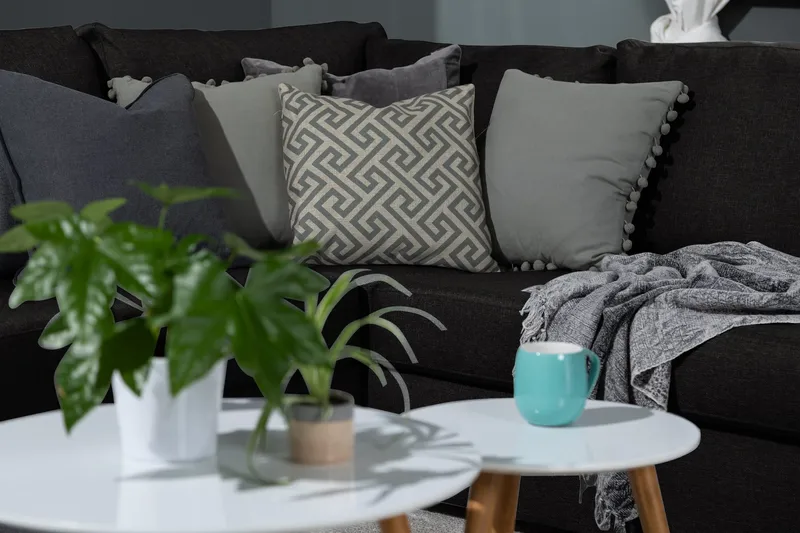 Ocean 4-istuttava Oikeakätinen U-muotoinen Sohva Divaanilla ja Divaaniosalla Kankaasta - Musta - Huonekalut - Sohva - Divaanisohva