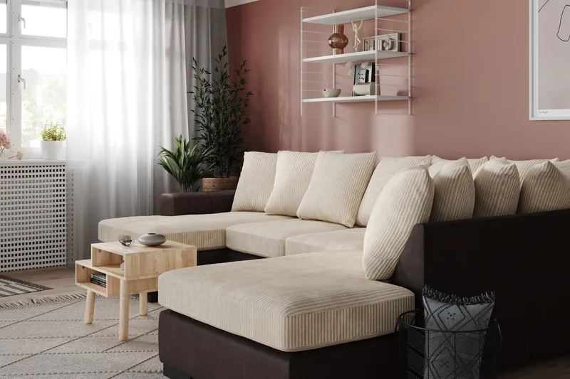 Ocean 5-istuttava Oikeakätinen U-muotoinen Large Sohva Divaanilla ja Divaaniosalla Manchesterista - Beige - Huonekalut - Sohva - Divaanisohva
