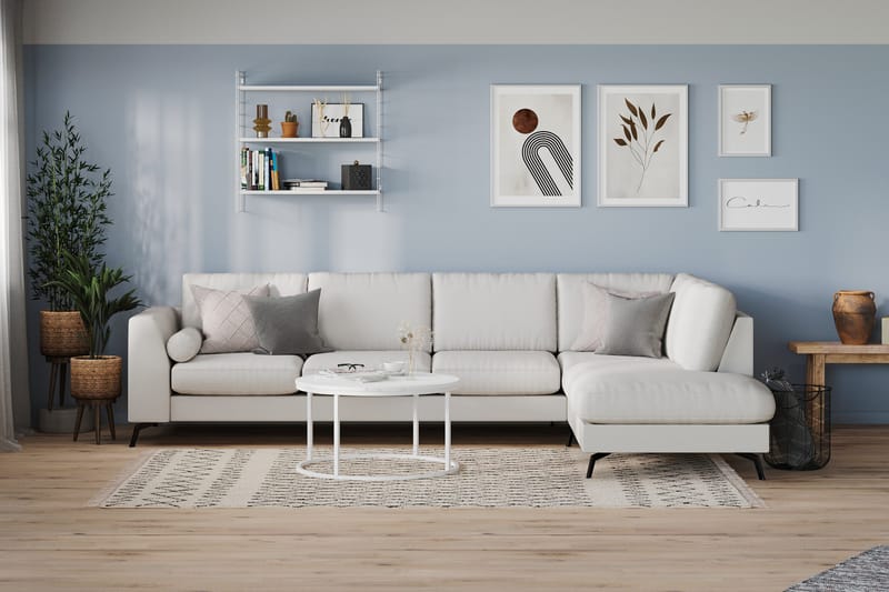 Ocean Lyx 4-istuttava Oikeakätinen L-muotoinen Divaanisohva Kankaalla - Vaaleanharmaa - Huonekalut - Sohva - Divaanisohva - 4 istuttava sohva divaanilla