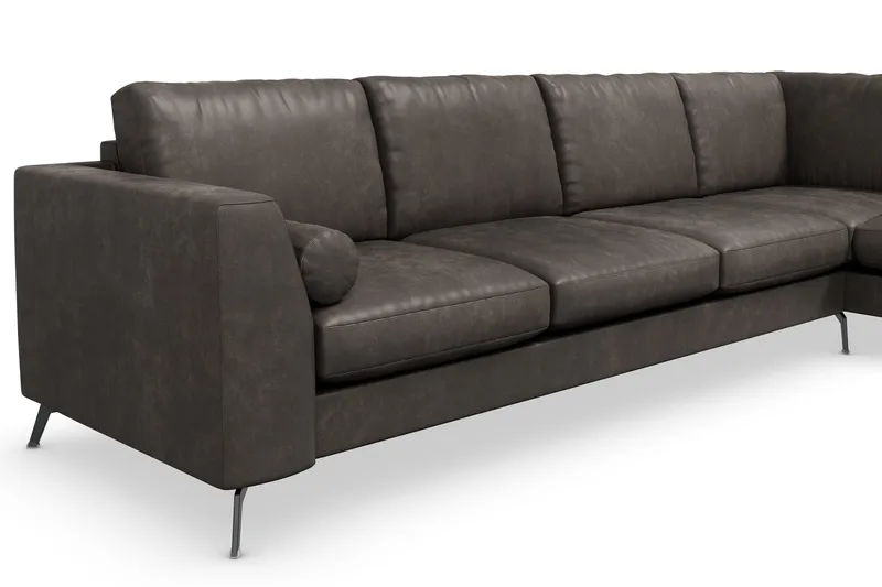 Ocean Lyx 4-istuttava Oikeakätinen L-muotoinen Divaanisohva Keinonahkalla - Tummanharmaa - Huonekalut - Sohva - Divaanisohva - 4 istuttava sohva divaanilla
