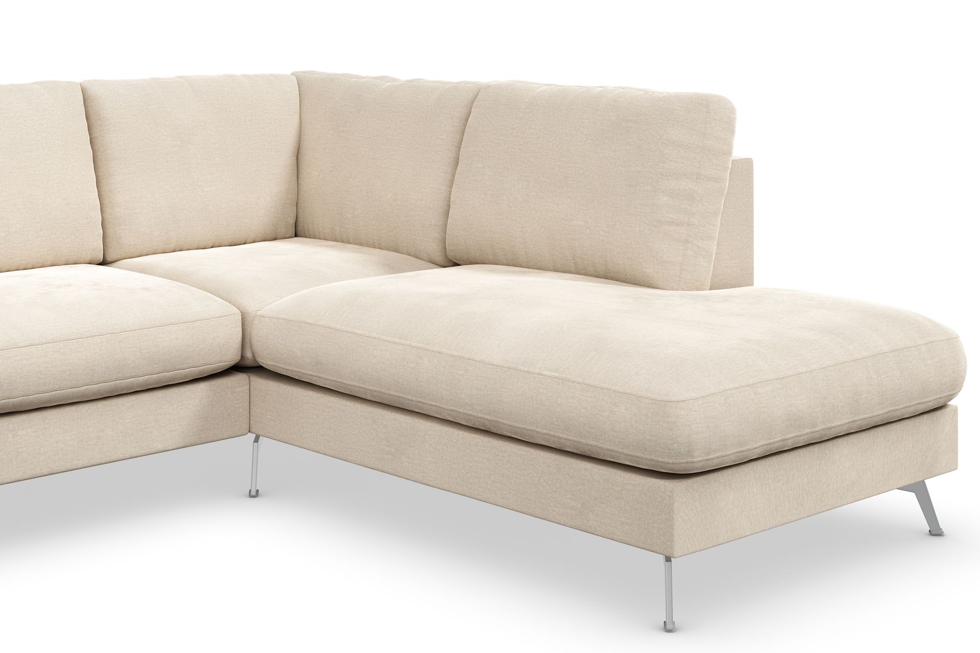 Ocean Lyx 4-istuttava Oikeakätinen L-muotoinen Divaanisohva Sametilla - Beige - Huonekalut - Sohva - Divaanisohva