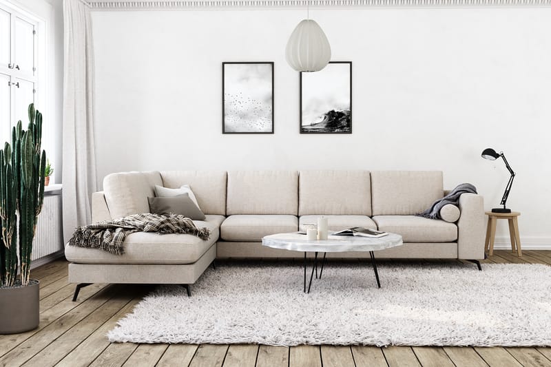Ocean Lyx 4-istuttava Vasenkätinen L-muotoinen Divaanisohva Kankaalla - Beige - Huonekalut - Sohva - Divaanisohva