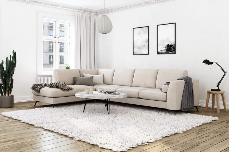 Ocean Lyx 4-istuttava Vasenkätinen L-muotoinen Divaanisohva Kankaalla - Beige - Huonekalut - Sohva - Divaanisohva